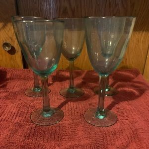 5 Handmade Lime Green Goblet for Iced Tea or Lemonade